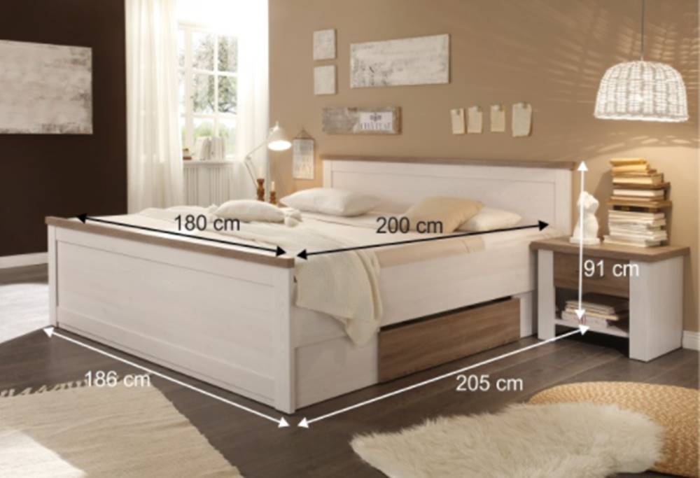 Kondela Tempo  Manželská posteľ s nočnými stolíkmi Lumera, značky Kondela