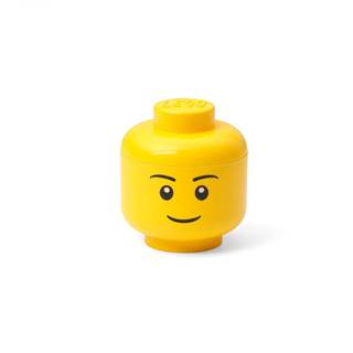 LEGO® Žltá úložná škatuľa v tvare hlavy  boy, 10,5 x 10,6 x 12 cm, značky LEGO®