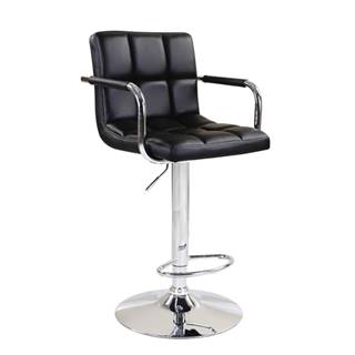 Barová stolička čierna ekokoža/chróm LEORA 2 NEW