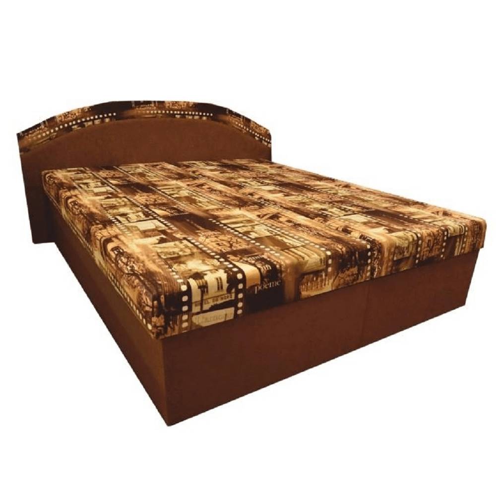 Kondela Manželská posteľ s molitánovými matracmi hnedá/vzor PETRA, značky Kondela