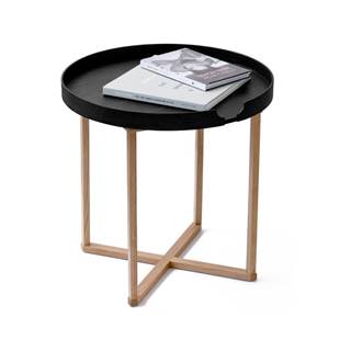 Wireworks Čierny odkladací stolík z dubového dreva s odnímateľnou doskou  Damieh, 45 × 45 cm, značky Wireworks