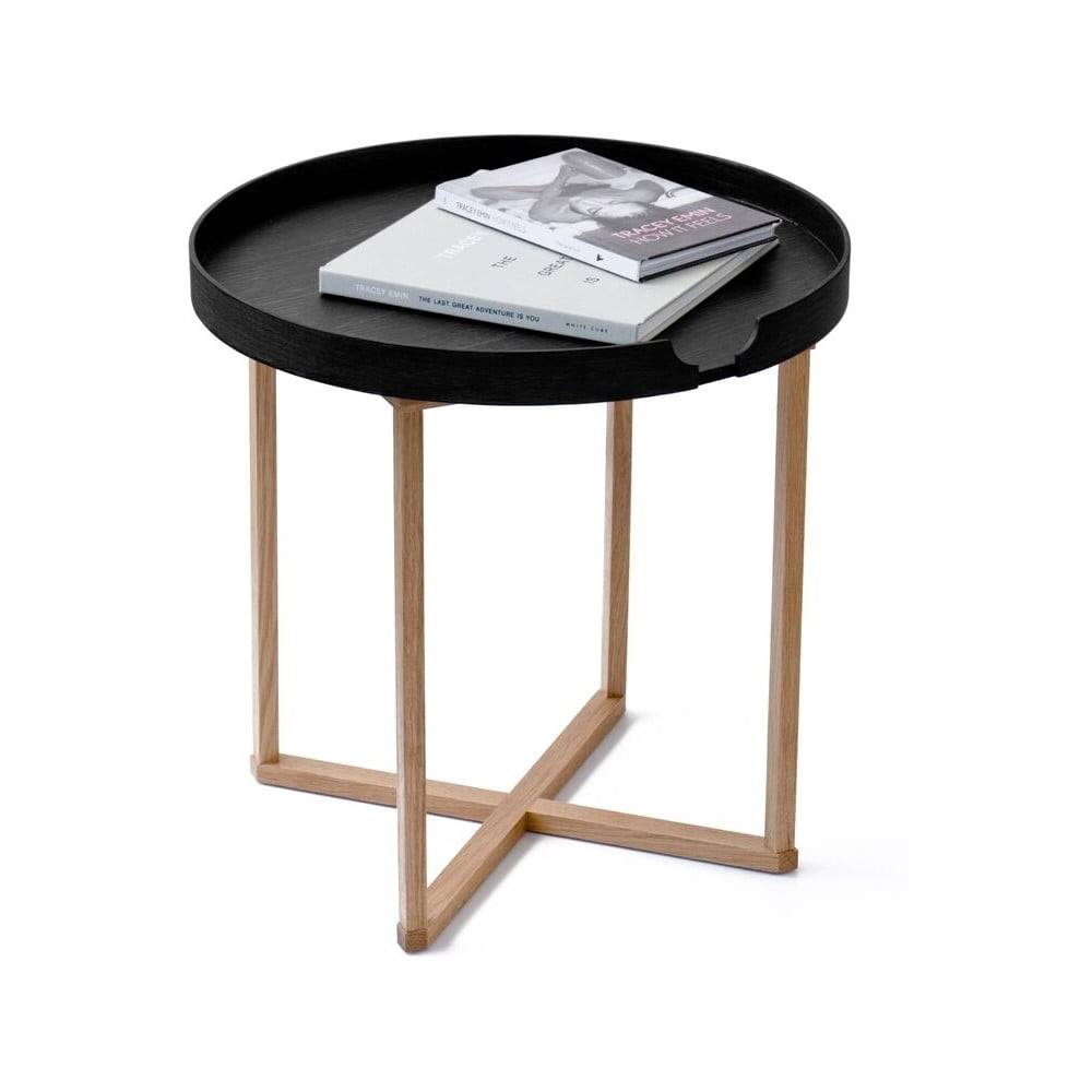 Wireworks Čierny odkladací stolík z dubového dreva s odnímateľnou doskou  Damieh, 45 × 45 cm, značky Wireworks