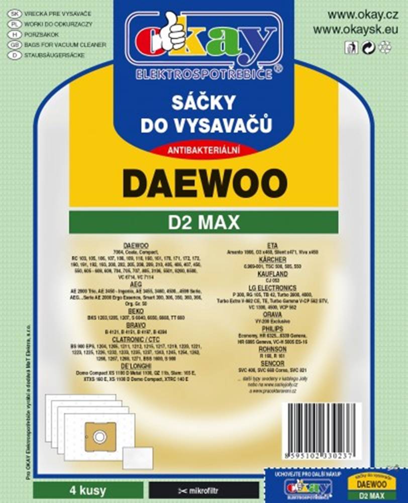 Jolly Vrecká do vysávača Daewoo D2 MAX, 8ks, značky Jolly