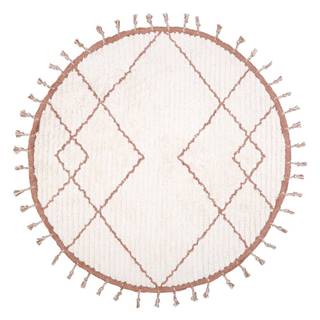 Bielo-hnedý bavlnený ručne vyrobený koberec Nattiot Come, ø 120 cm