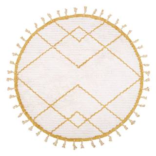 Nattiot Bielo-žltý bavlnený ručne vyrobený koberec  Come, ø 120 cm, značky Nattiot