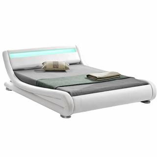 Moderná posteľ s RGB LED osvetlením biela 160x200 FILIDA