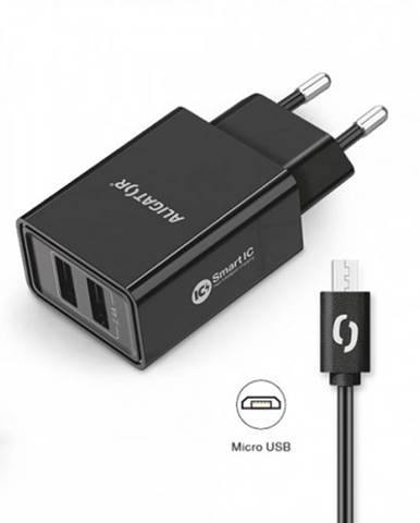 Smart nabíjačka Aligator 2,4A, 2xUSB, micro USB, čierna