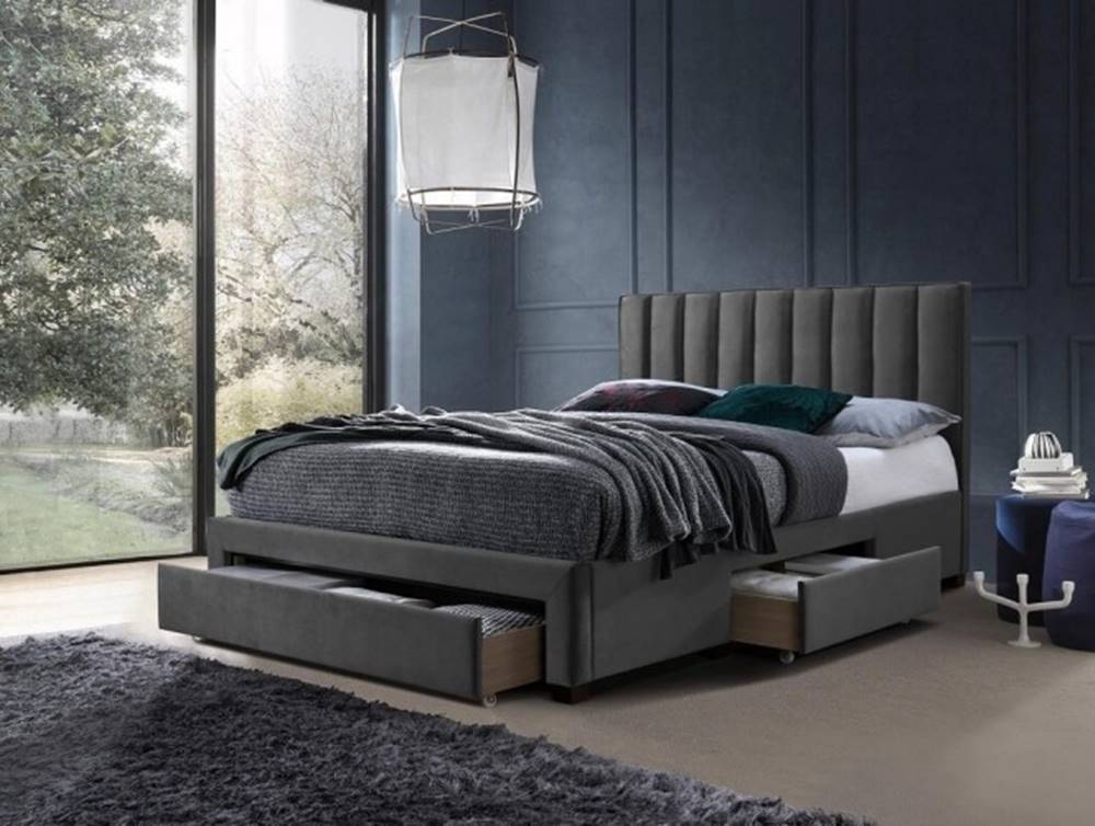 OKAY nábytok Čalúnená posteľ Wolfgang 160x200, sivá, vrátane roštu a ÚP, značky OKAY nábytok