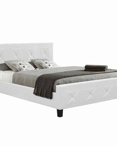 Manželská posteľ s roštom ekokoža biela 180x200 CARISA