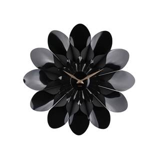 Karlsson Čierne nástenné hodiny  Flower, ø 60 cm, značky Karlsson