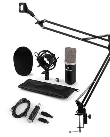 Auna CM003 mikrofónová sada V3, kondenzátorový mikrofón, USB-konvertor, mikrofónové rameno, čierna farba