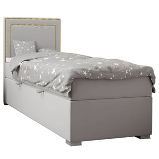 Boxspringová posteľ jednolôžko svetlosivá 80x200 ľavá BILY rozbalený tovar