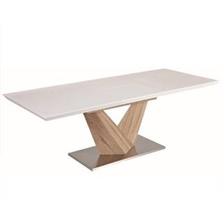 Kondela Jedálenský stôl biela extra vysoký lesk HG/dub sonoma 160x90 cm DURMAN, značky Kondela
