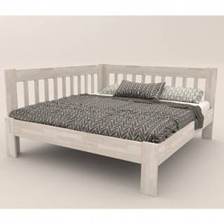 Sconto Rohová posteľ APOLONIE ľavá, buk/biela, 180x200 cm, značky Sconto