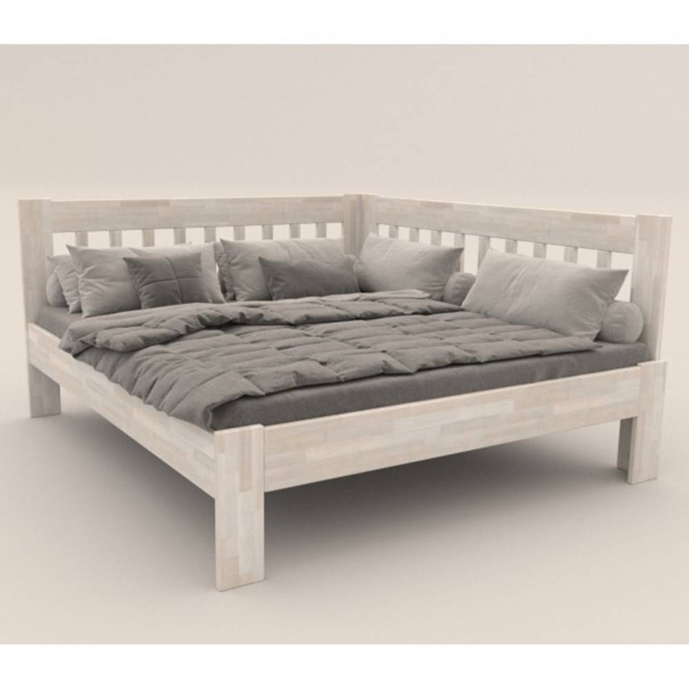 Sconto Rohová posteľ APOLONIE pravá, buk/biela, 180x200 cm, značky Sconto