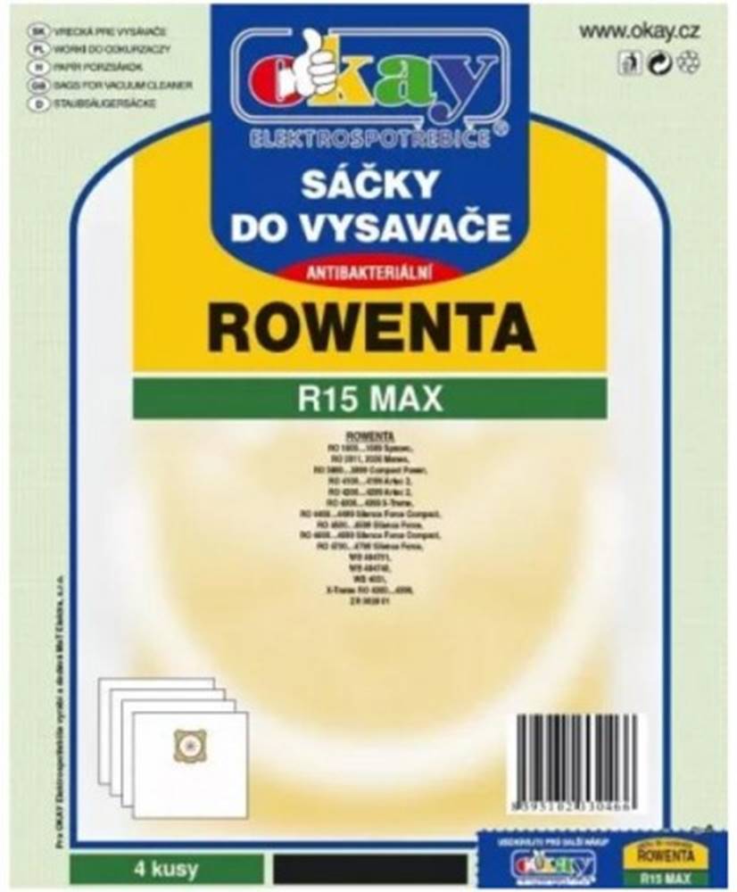 Jolly Vrecká do vysávača Rowenta R15MAX, antibakteriálne, 4ks, značky Jolly
