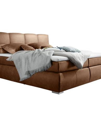 Carryhome POSTEĽ BOXSPRING, 180/200 cm, textil, hnedá