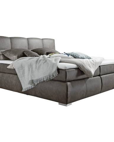 Carryhome POSTEĽ BOXSPRING, 180/200 cm, textil, sivá