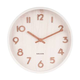 Karlsson Biele nástenné hodiny z lipového dreva  Pure Small, ø 22 cm, značky Karlsson