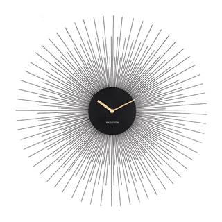 Čierne nástenné hodiny Karlsson Peony Large, ø 60 cm