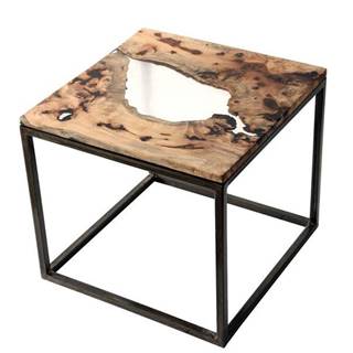 Odkladací stolík RESIN 50x50 cm, transparentná/sivá