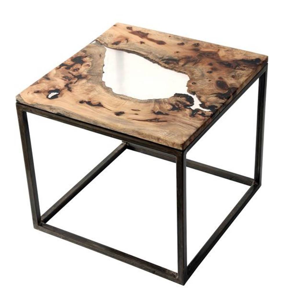 Sconto Odkladací stolík RESIN 50x50 cm, transparentná/sivá, značky Sconto