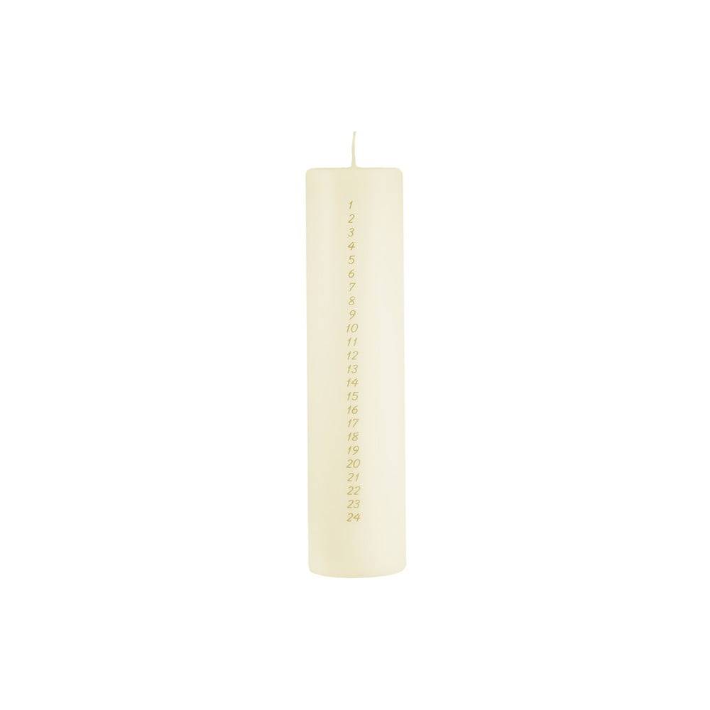 Unipar Krémovobiela adventná sviečka s číslami , doba horenia 98 h, značky Unipar