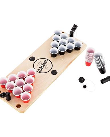 BeerCup Ace Mini Beer Pong, stôl, 25 čiernych a červených pohárov na šoty, 3 vystrelovače loptičiek, 3 loptičky