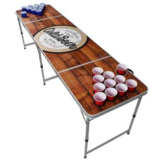 BeerCup  Backspin Beer Pong, stôl, súprava, drevený, priehradka na ľad, 6 loptičiek, 100 Cups, značky BeerCup