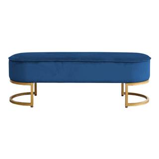 Kondela Dizajnová lavica modrá Velvet látka/gold chróm-zlatý MIRILA, značky Kondela