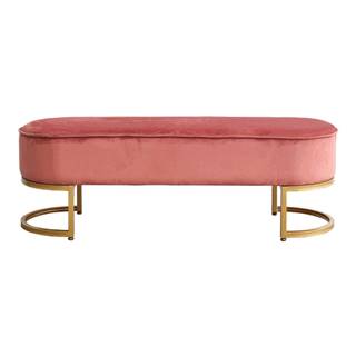 Dizajnová lavica ružová Velvet látka/gold chróm-zlatý MIRILA