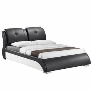 Manželská posteľ ekokoža čierna/biela 160x200 TORENZO P1 poškodený tovar