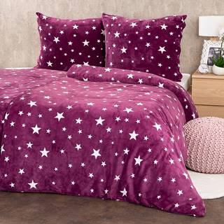4Home  Obliečky mikroflanel Stars violet, 140 x 200 cm, 70 x 90 cm, značky 4Home