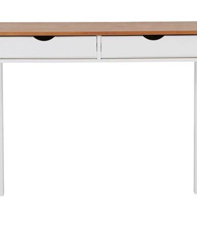 Bielo-hnedý pracovný stôl z borovicového dreva Støraa Gava, dĺžka 100 cm