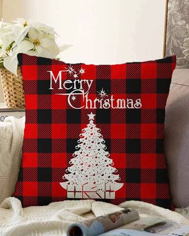 Vianočná žinylková obliečka na vankúš Minimalist Cushion Covers Christmas Tartan, 55 x 55 cm