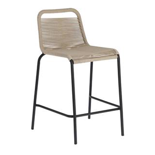 La Forma Béžová barová stolička s oceľovou konštrukciou Kave Home Glenville, výška 62 cm, značky La Forma