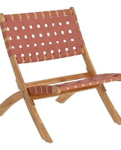 Záhradná skladacia stolička vo farbe terakota z akáciového dreva Kave Home Chabeli
