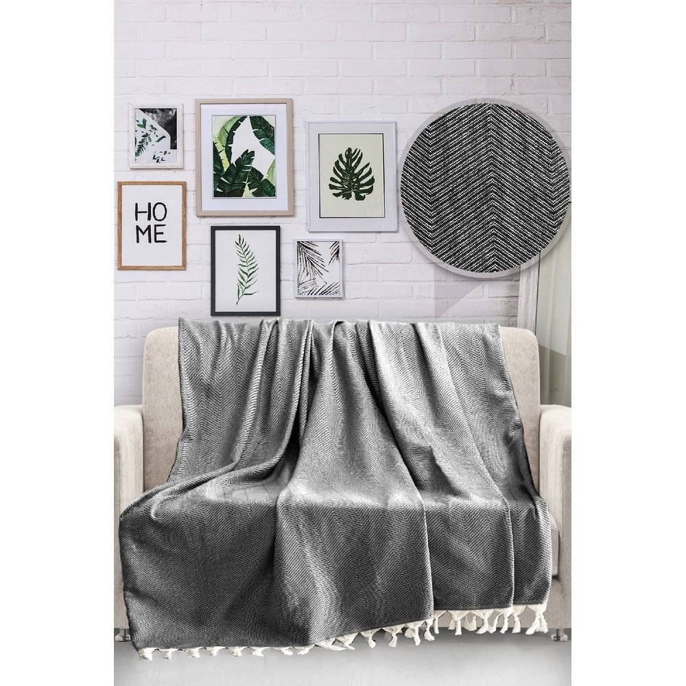 Viaden Čierny bavlnený pléd cez posteľ  HN, 170 x 230 cm, značky Viaden