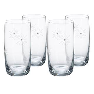 TEMPO-KONDELA SNOWFLAKE DRINK poháre na vodu set 4 ks s kryštálmi 460 ml