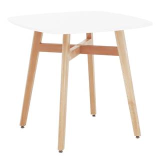 KONDELA Jedálenský stôl, biela/prírodná, 80x80 cm, DEJAN 2 NEW