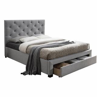 KONDELA Moderná posteľ s úložným priestorom, sivá látka, 160x200, SANTOLA