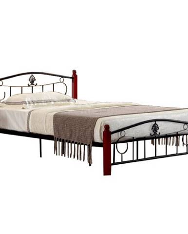 KONDELA Kovová posteľ s roštom, 140x200, MAGENTA