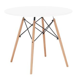 Kondela KONDELA Jedálenský stôl, biela/buk, priemer 90 cm, GAMIN NEW 90, značky Kondela