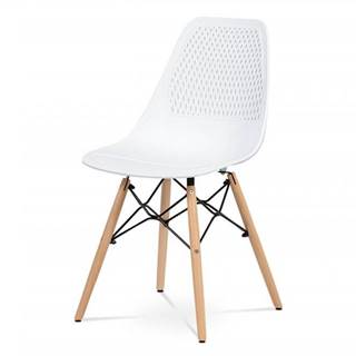 AUTRONIC CT-521 WT jedálenská stolička, biely plast, masiv prírodný buk, kov čierny