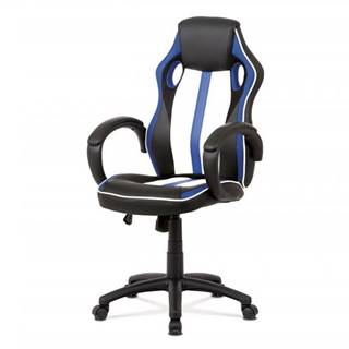 AUTRONIC  KA-V505 BLUE kancelárska stolička,modrá-čierna ekokoža+MESH, hojdací mech, kríž plast čierny, značky AUTRONIC