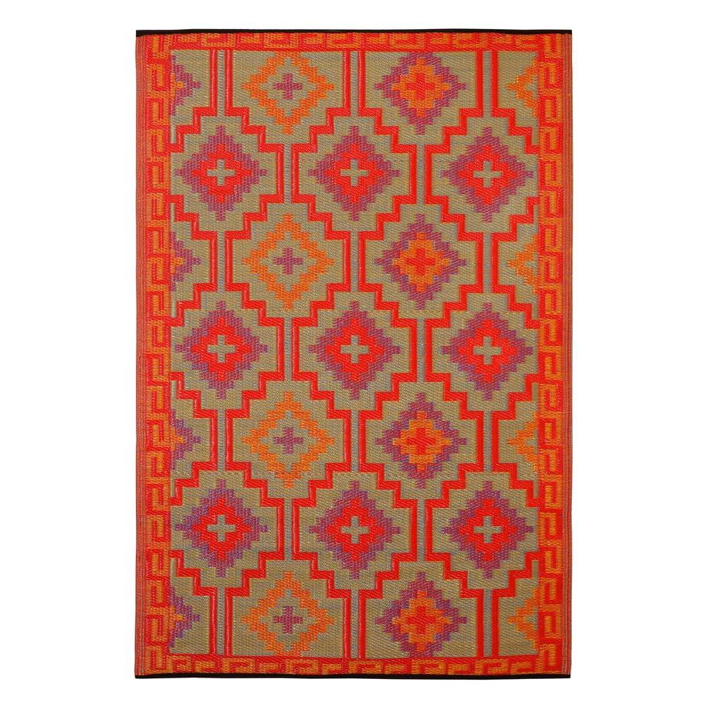 Fab Hab Oranžovo-fialový obojstranný vonkajší koberec z recyklovaného plastu  Lhasa Orange & Violet, 120 x 180 cm, značky Fab Hab