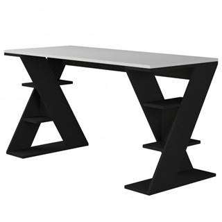 Sconto Písací stôl PAPILON biela/antracitová, značky Sconto