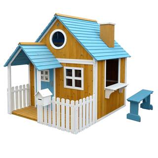Drevený záhradný domček s lavičkou verandou a poštovou schránkou BULEN