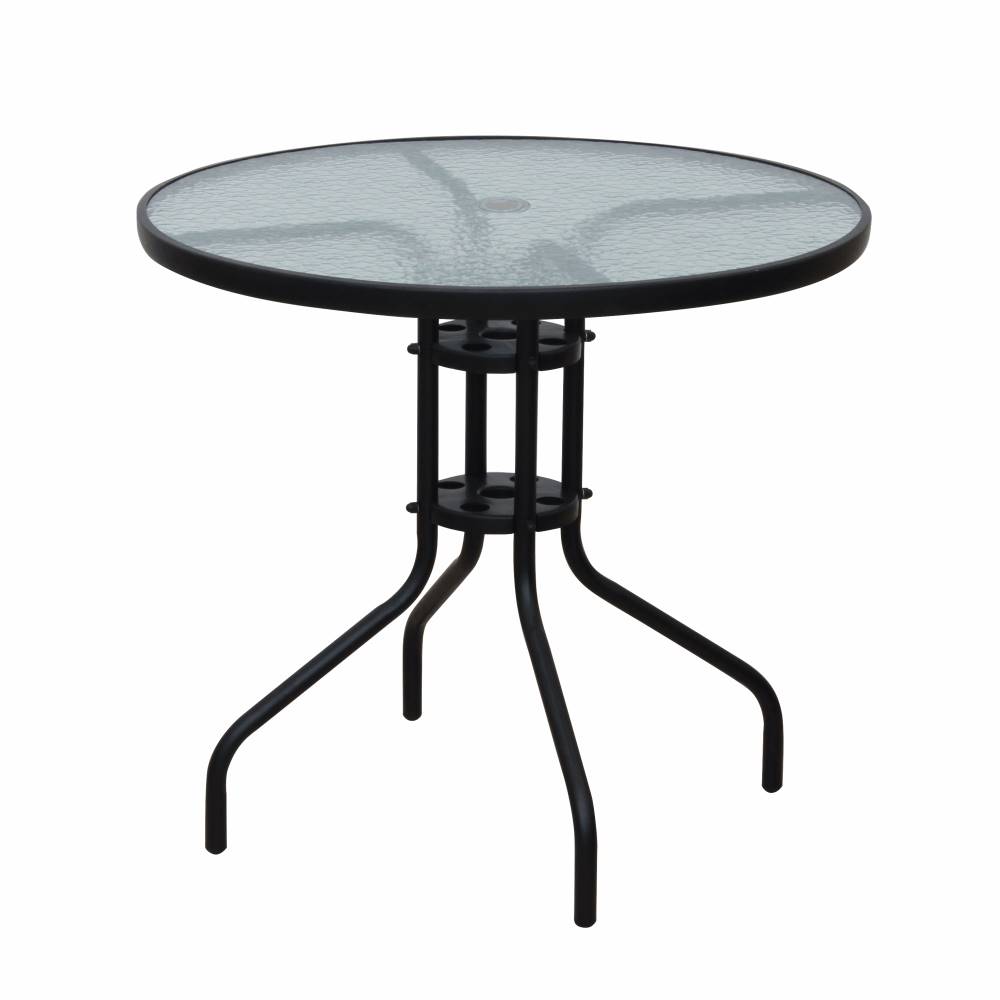 Kondela Jedálenský stôl čierna oceľ/tvrdené sklo BORGEN TYP 2 R1 rozbalený tovar, značky Kondela