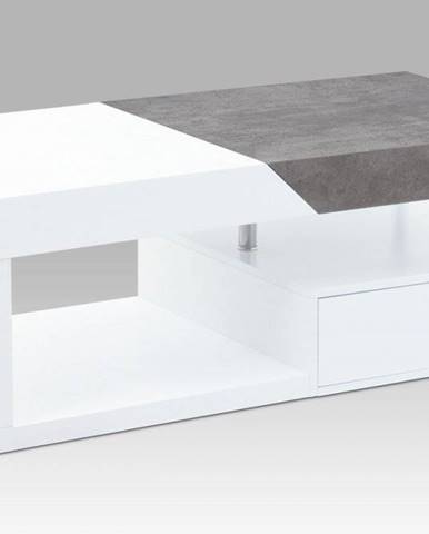 AUTRONIC AHG-622 WT konferenčný stolík120x60x42, MDF biela mat/dekor beton, 2 šuplíky